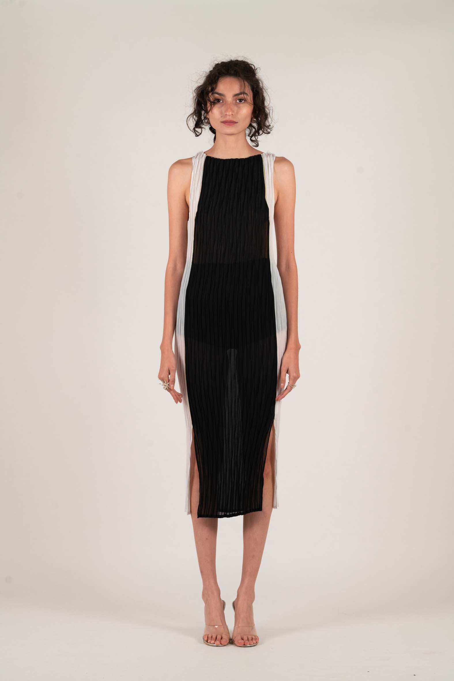 NIN STUDIO CONTORNO DRESS SS24 BLACK IVORY 1