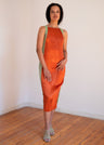 NIN STUDIO CONTORNO DRESS SS24 RUST GREEN 1