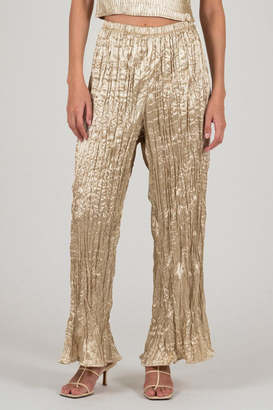 NIN STUDIO CRINKLE PANT SS25 BEIGE 1