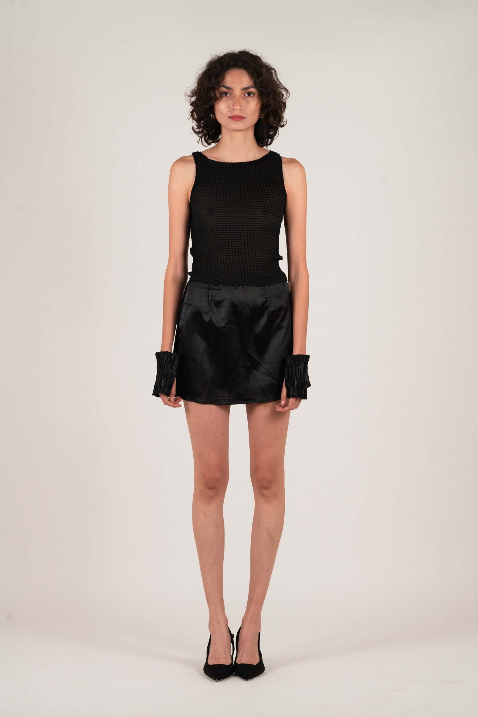 NIN STUDIO PLEATED TANK SINGLET BLACK 5