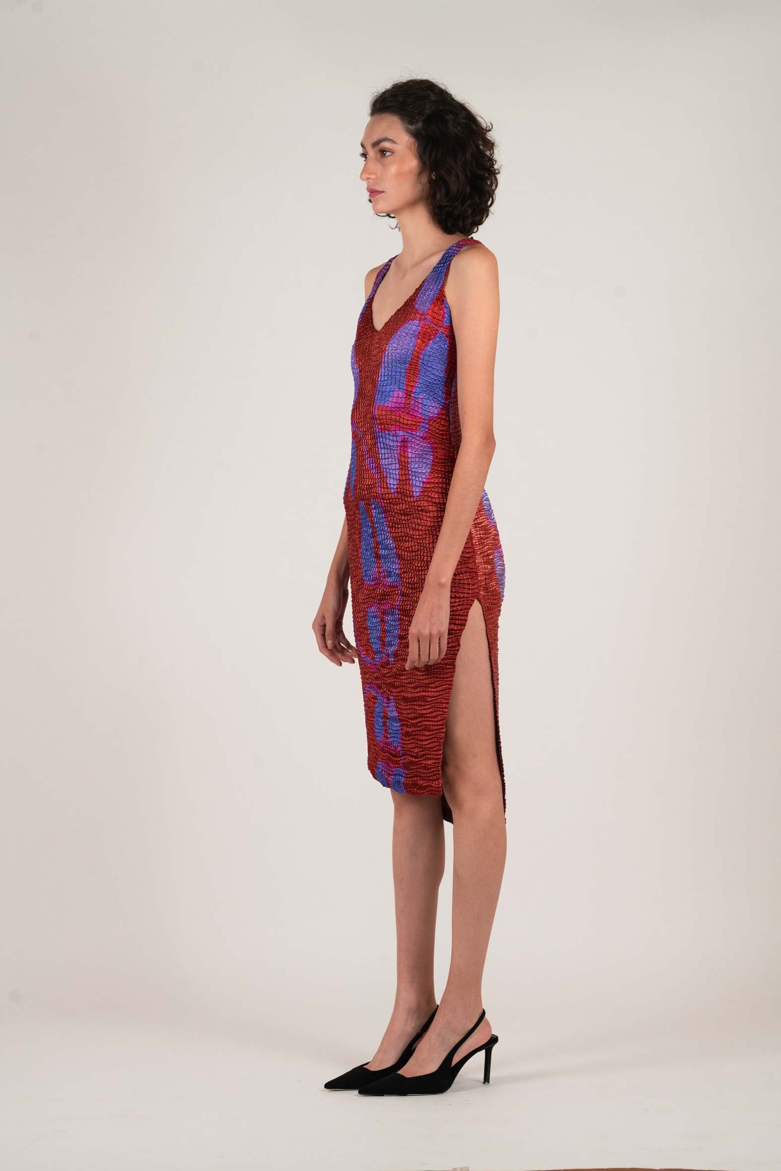 NIN STUDIO SKIN DRESS SS25 PRINTED VIOLET LABIA 2