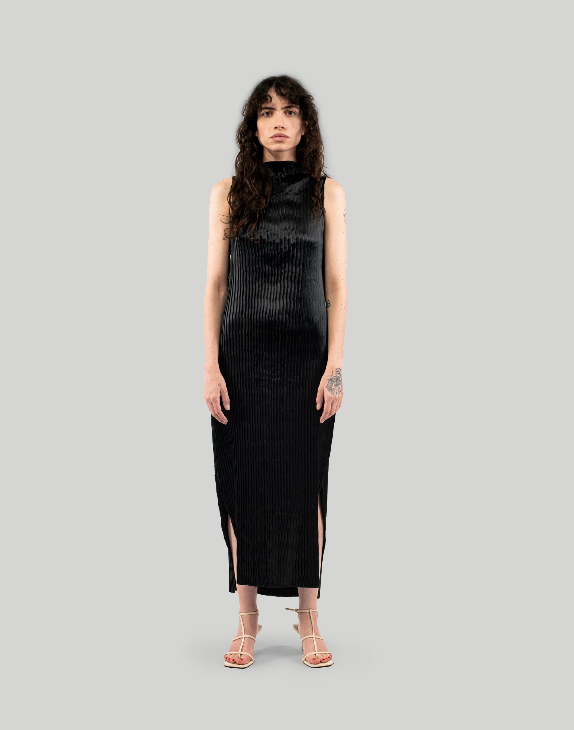 NIN STUDIO WAVE TANK DRESS FW23 BLACK SHINE 1