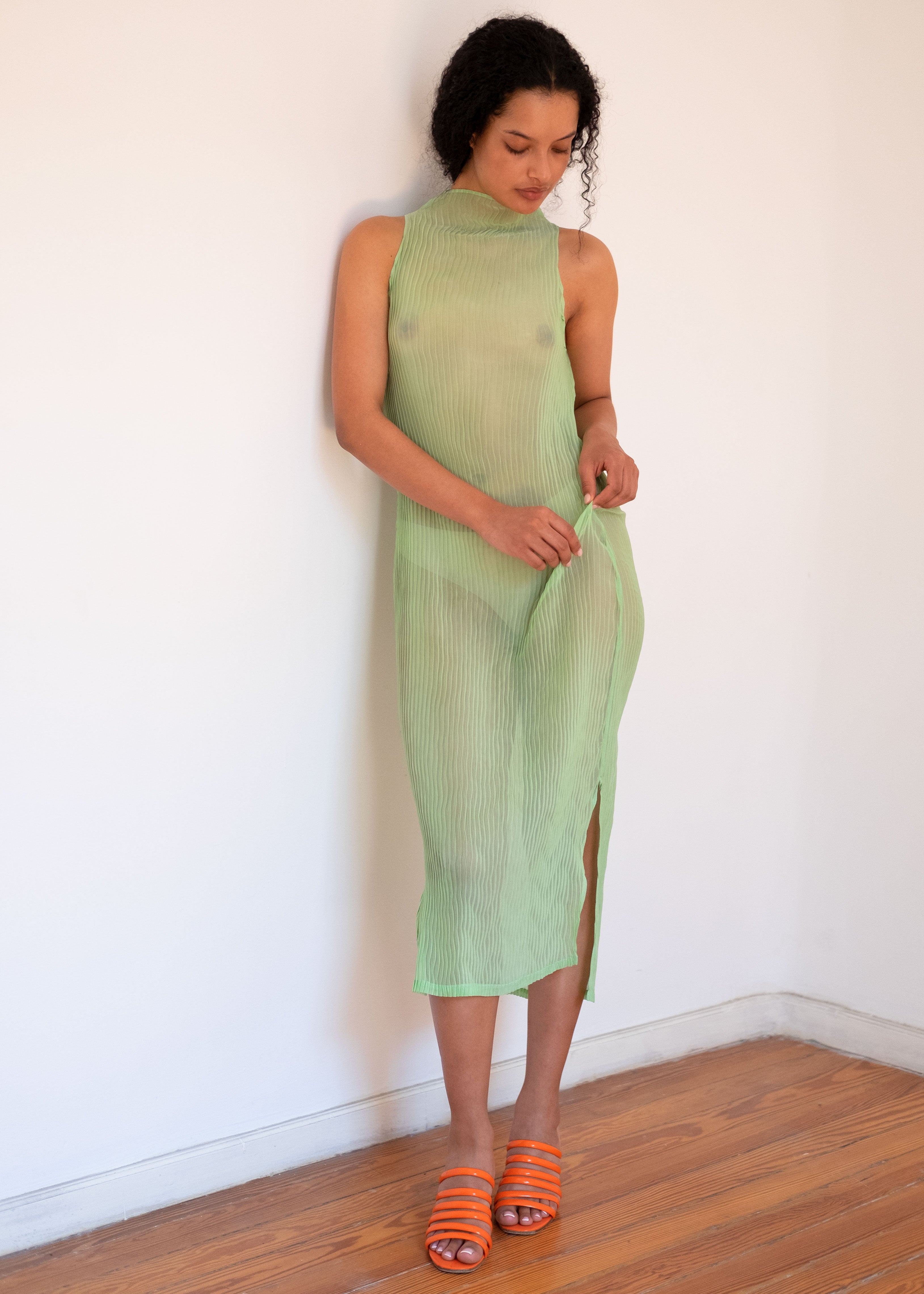 NIN STUDIO WAVE TANK DRESS SS24 LIGHT GREEN 1