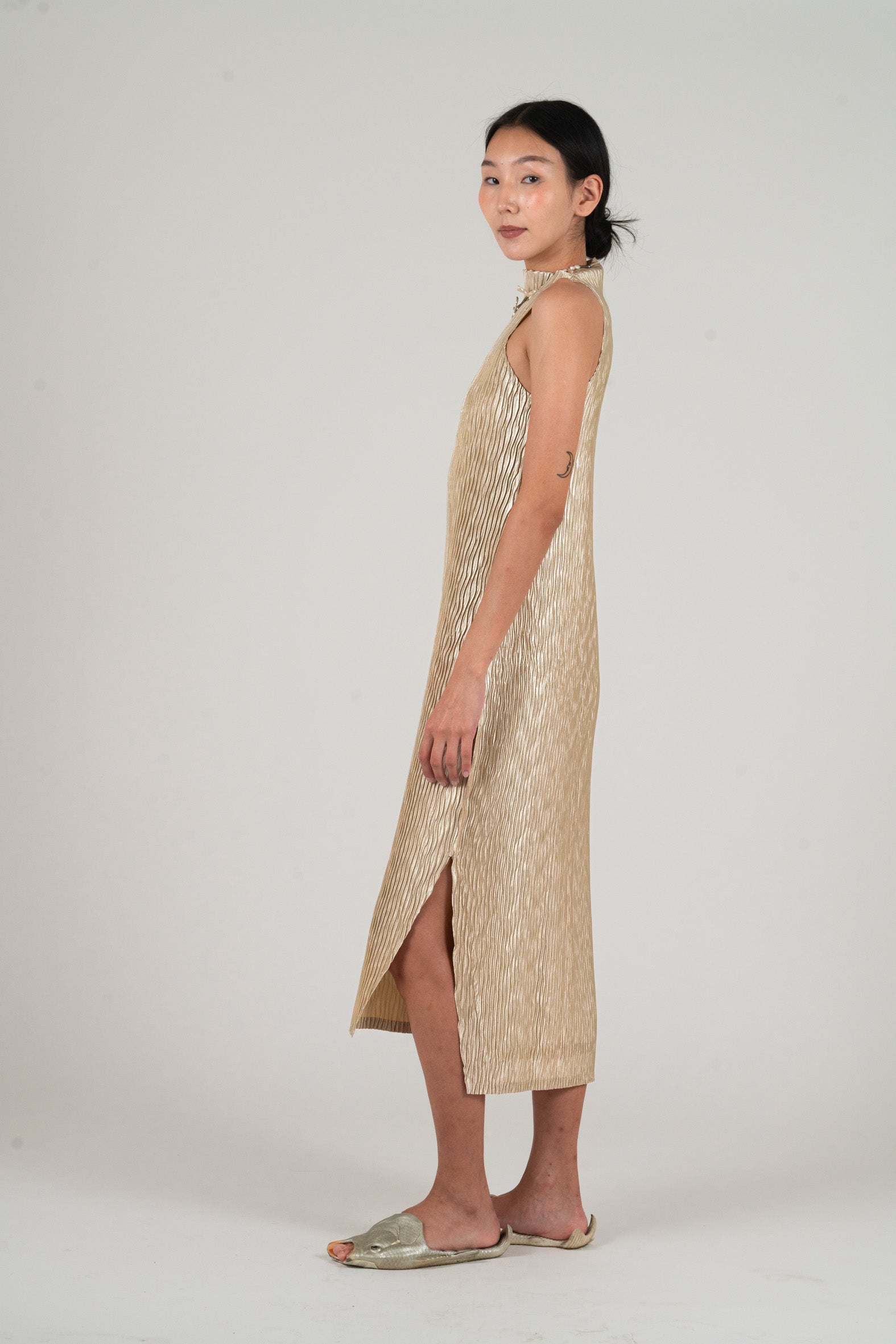 NIN STUDIO WAVE TANK DRESS SS2 BEIGE 2