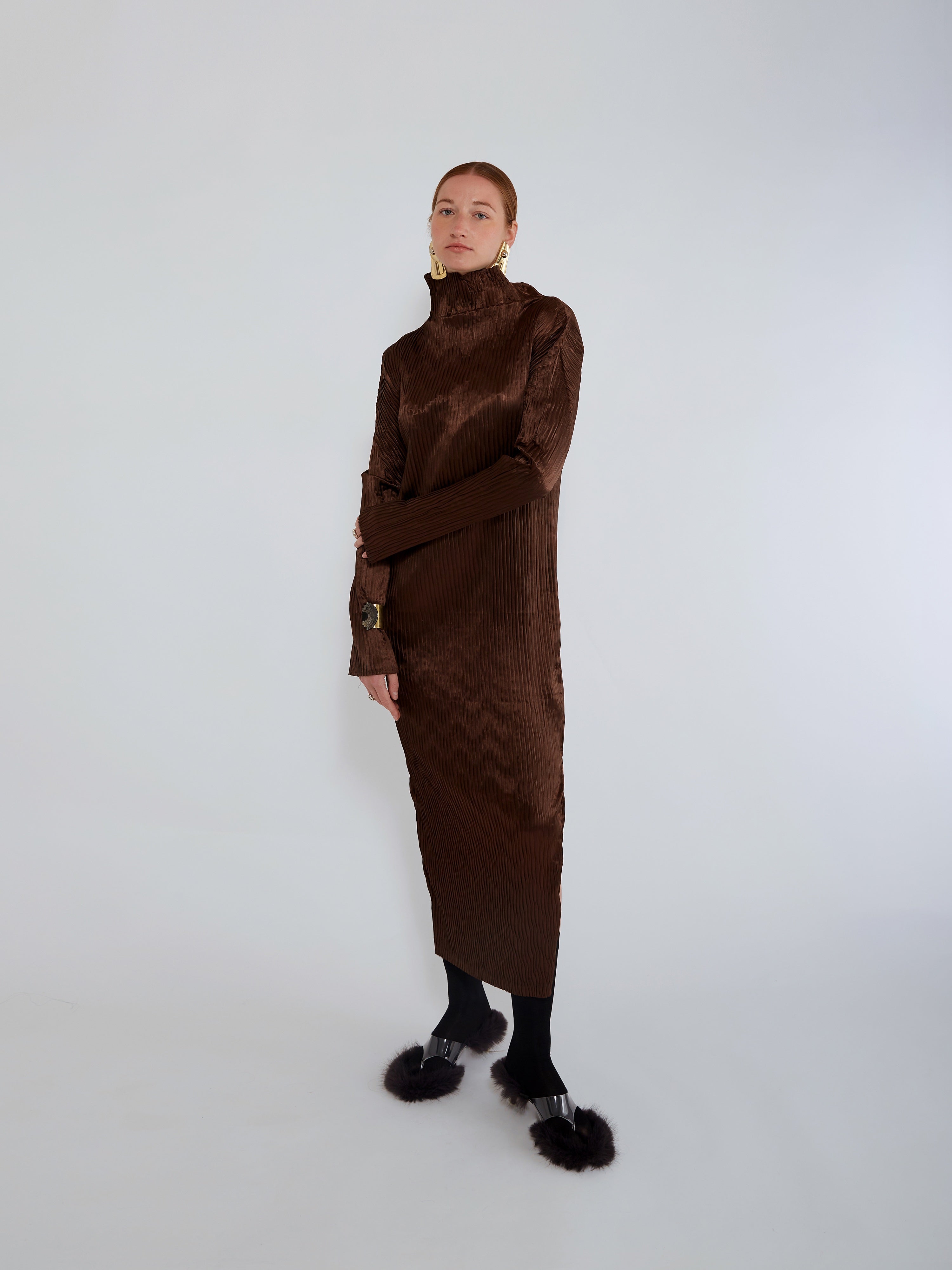 NIN STUDIO ADONIS DRESS BROWN - 1