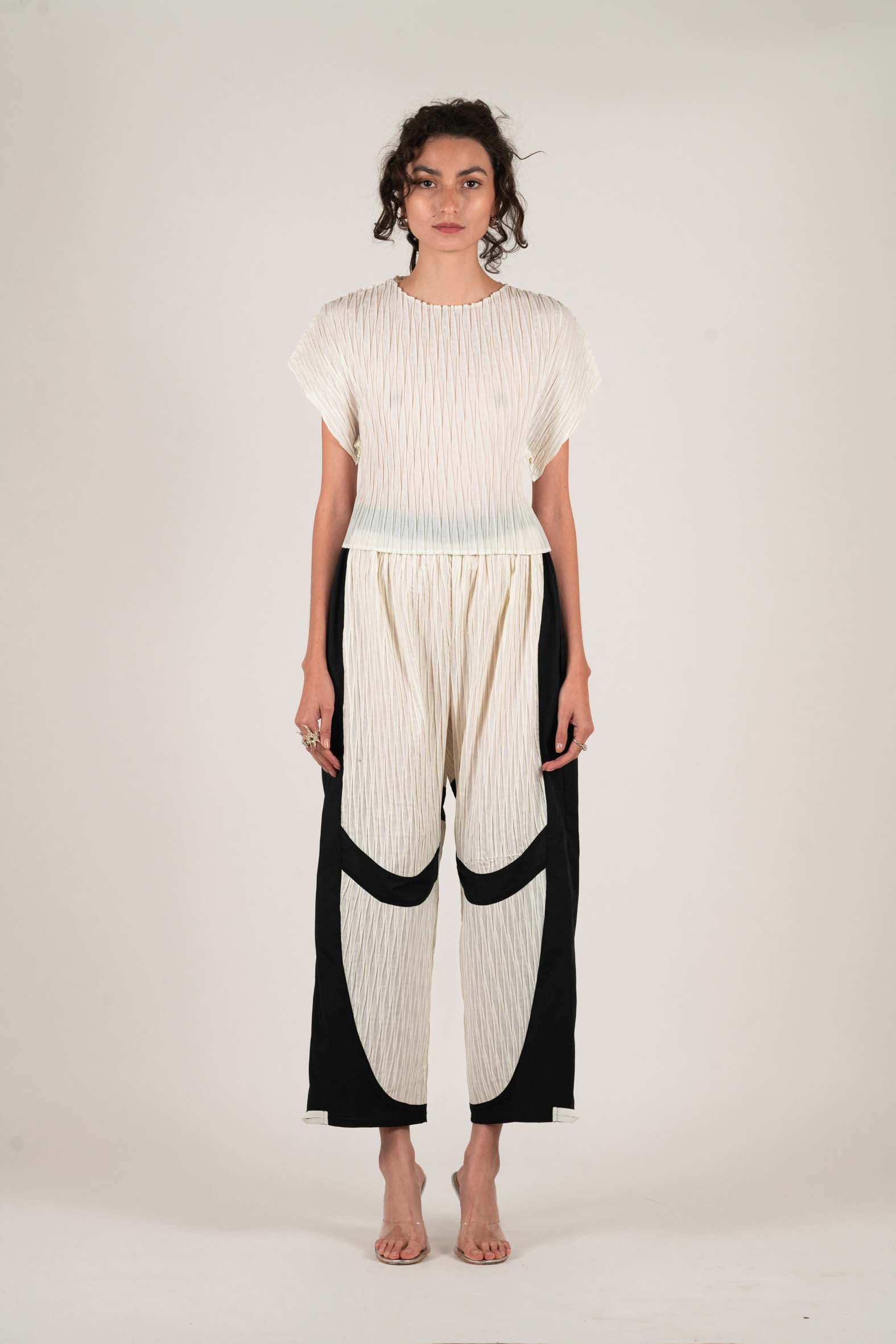 NIN STUDIO BOUNDLESS PANT IVORY BLACK POPLIN- 1
