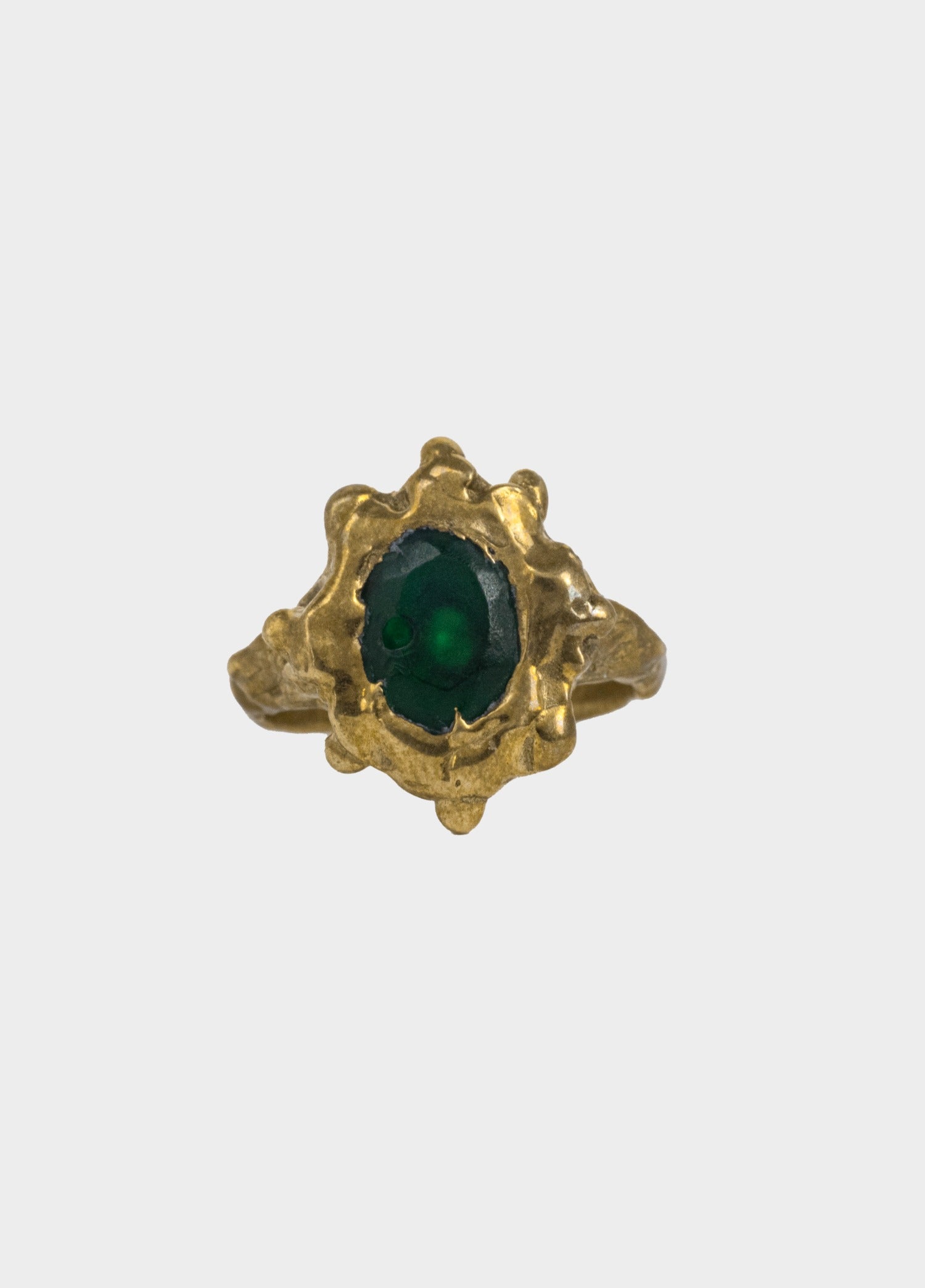 NIN STUDIO DRAGON RING BRASS GREEN 1