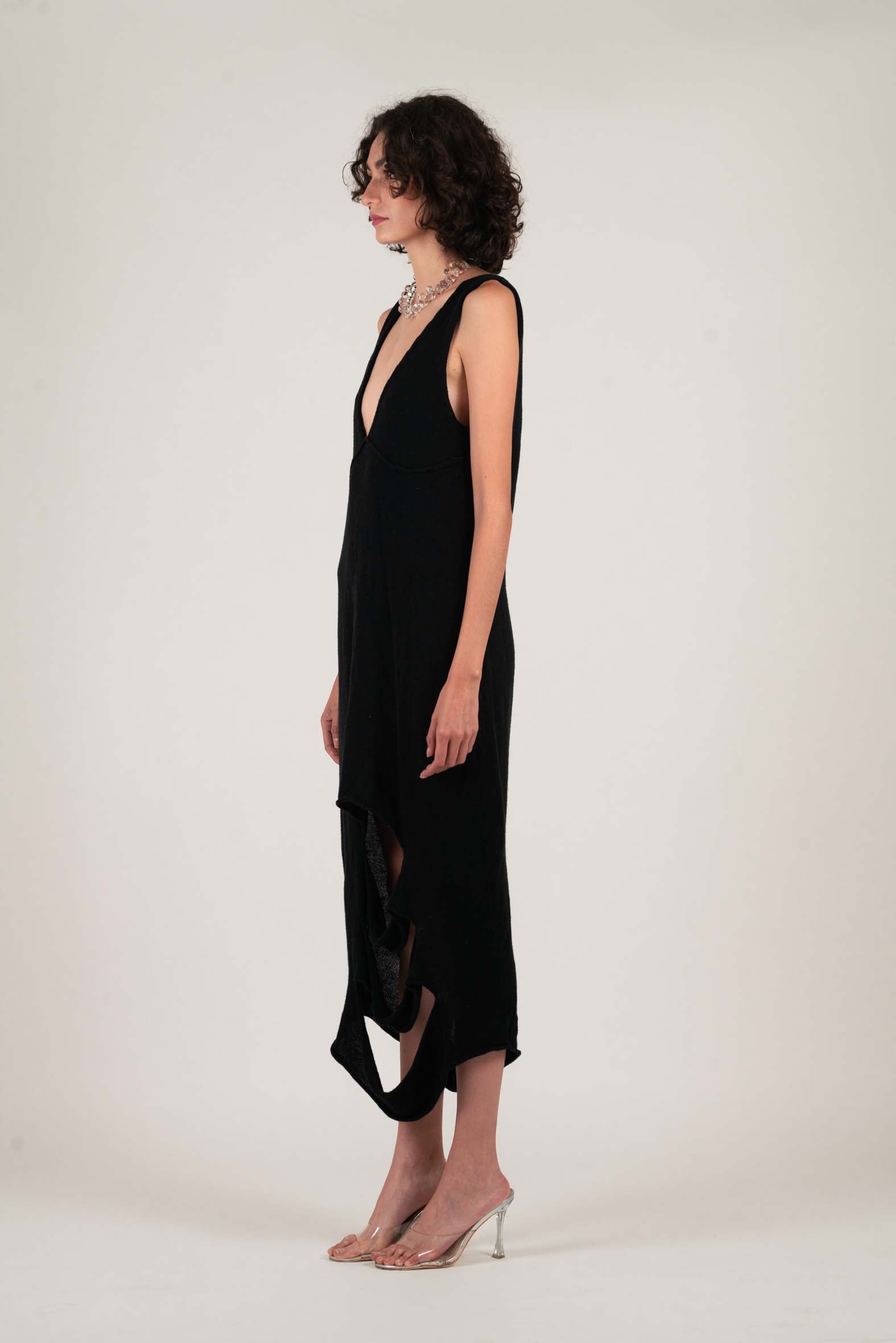 NIN STUDIO FLOATING DRESS BLACK KNIT 2