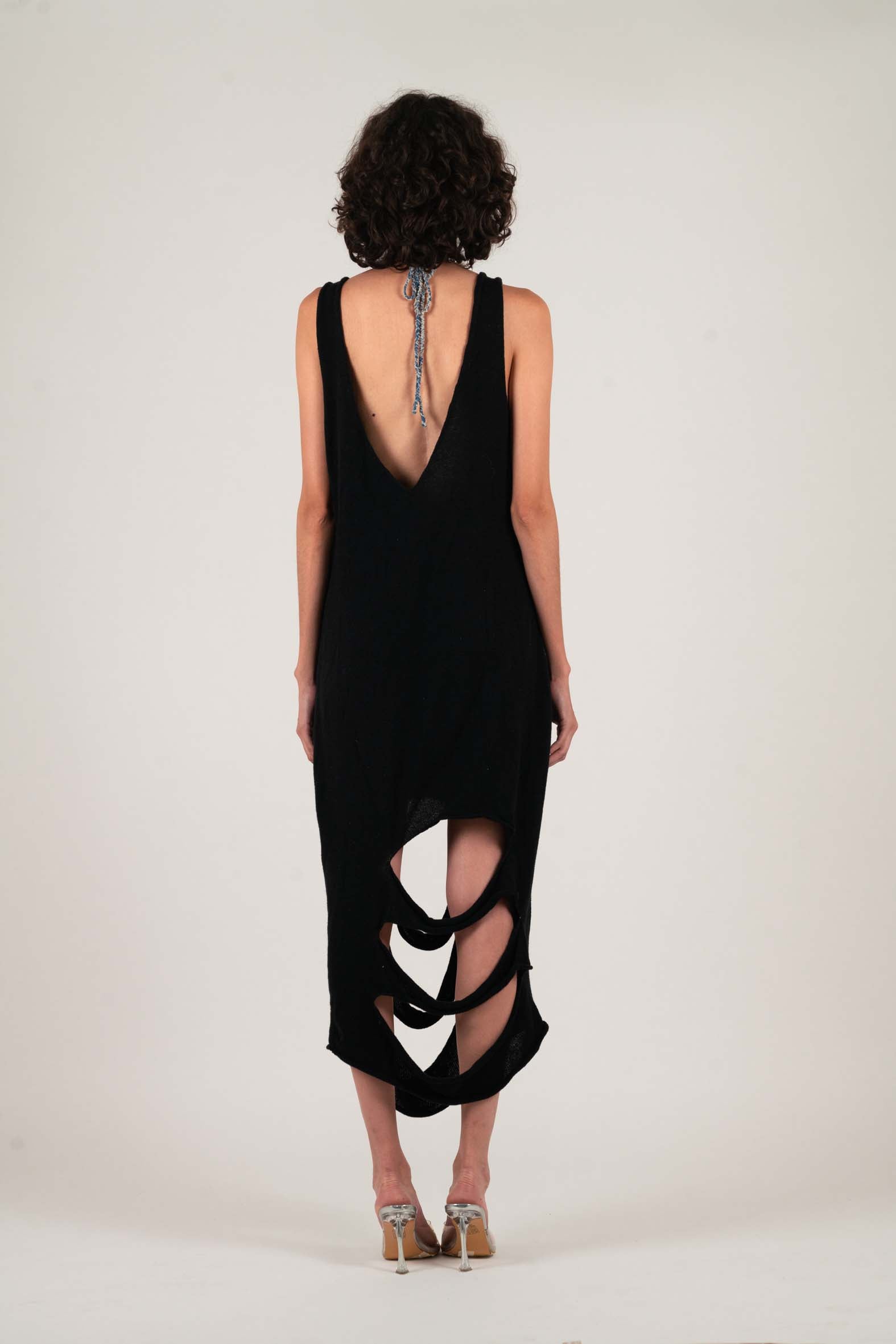 NIN STUDIO FLOATING DRESS BLACK KNIT 3