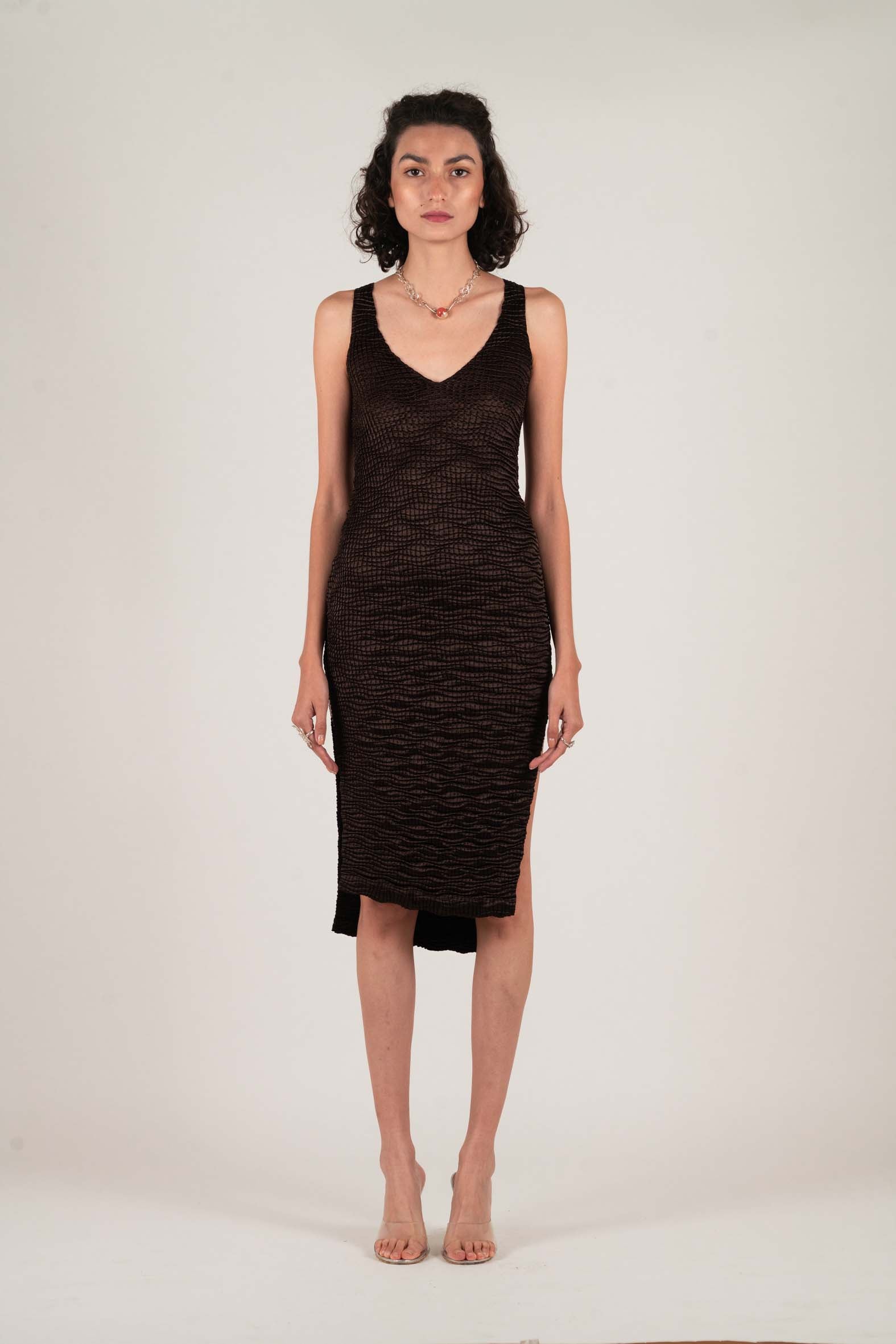 NIN STUDIO SKIN SINGLET DRESS SS24 BROWN 1