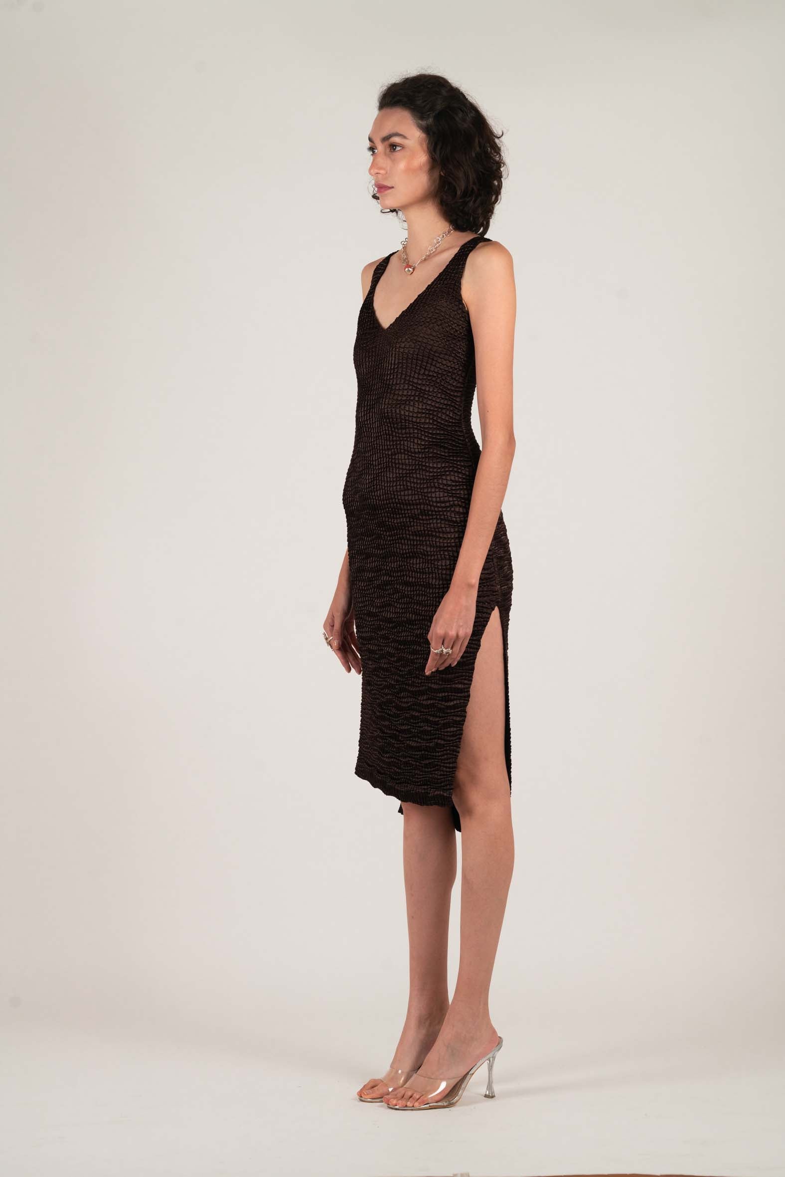 NIN STUDIO SKIN SINGLET DRESS SS24 BROWN 2