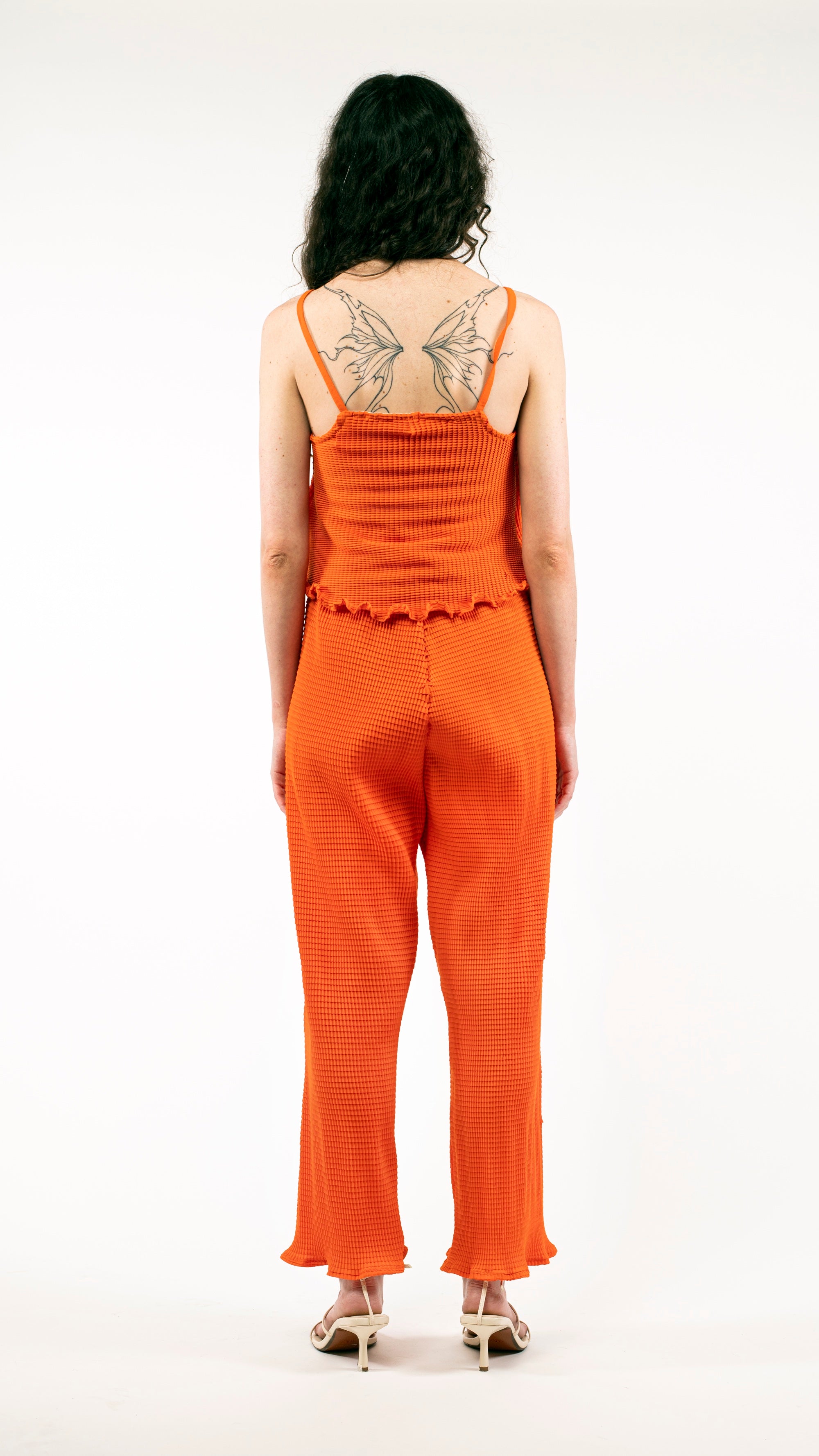 NIN STUDIO PLEAT STRAP SINGLET ORANGE 2